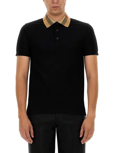 Burberry Men Cotton Polo In Black
