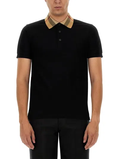 Burberry Cotton Polo In Black
