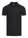Burberry Logo Embroidered Straight Hem Cotton Polo Shirt In Black