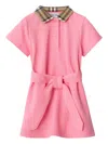 Burberry Babies' Cotton Polo Dress In Pink