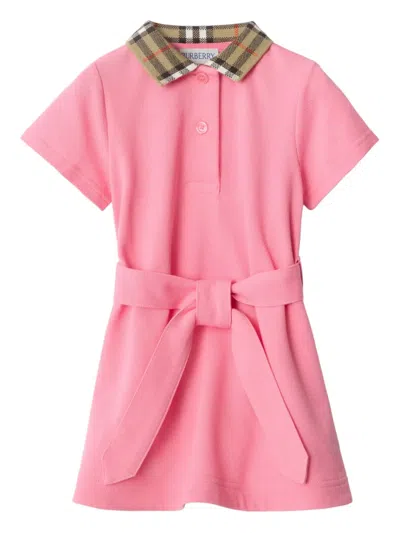 Burberry Babies' Cotton Polo Dress In Pink
