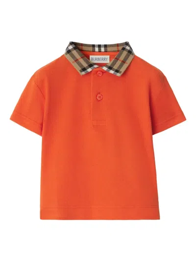 Burberry Baby Boys White Check Polo Shirt