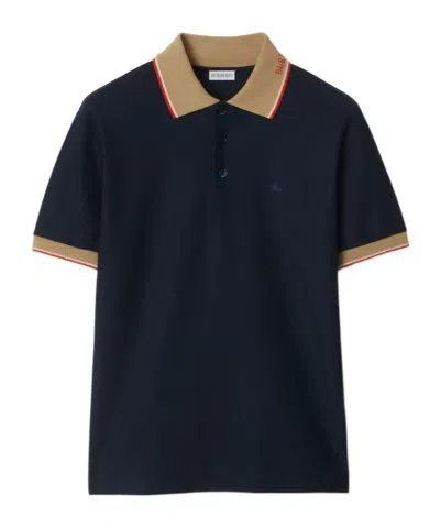 BURBERRY LOGO COLLAR COTTON POLO SHIRT
