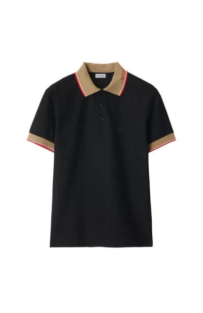 BURBERRY BURBERRY LOGO COLLAR COTTON POLO SHIRT