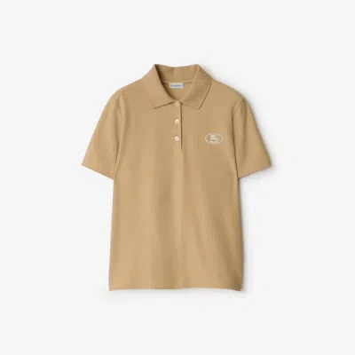 Burberry Cotton Polo Shirt In Beige