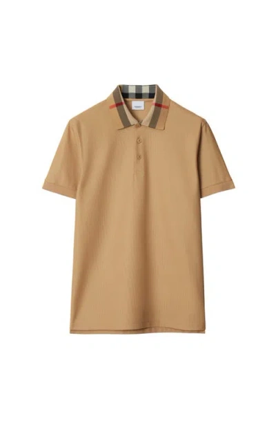 Burberry Vintage Check-detail Cotton Polo Shirt In Brown