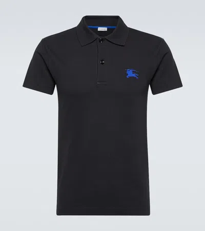Burberry Organic Cotton Ekd Polo Shirt In Black