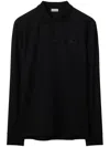 Burberry Ekd Long-sleeve Polo Shirt In Black
