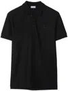 Burberry Logo Embroidered Straight Hem Cotton Polo Shirt In Black