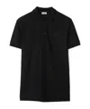 Burberry Logo Embroidered Straight Hem Cotton Polo Shirt In Black