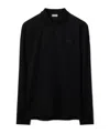 Burberry Ekd Long-sleeve Polo Shirt In Black