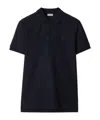 Burberry Logo Embroidered Straight Hem Cotton Polo Shirt In Blue