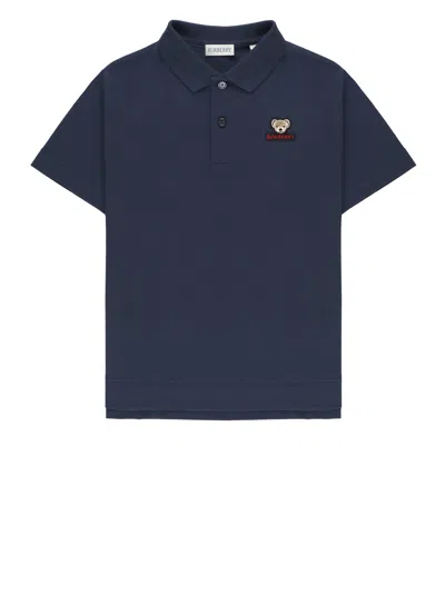 Burberry Kids' Cotton Polo Shirt In Blue