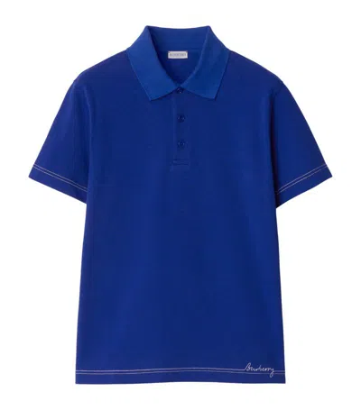 Burberry Logo-embroidered Polo Shirt In Knight