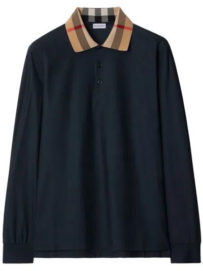 Burberry Cotton Polo Shirt In Smoked Navy