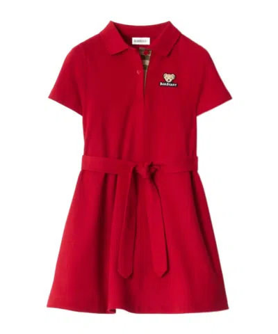 Burberry Kids' Cotton Polo Shirt Dress In Red
