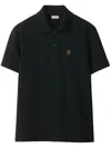 Burberry Logo Embroidered Knitted Polo Shirt In Black