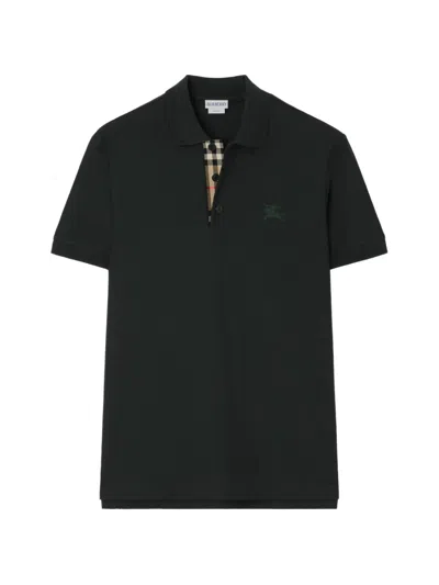 Burberry Eddie Cotton Polo Shirt In Black