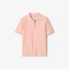 Burberry Check Taping Equestrian Knight Polo Shirt In Pink