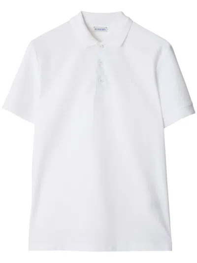 Burberry Eddie Monogram Motif Polo Shirt In White