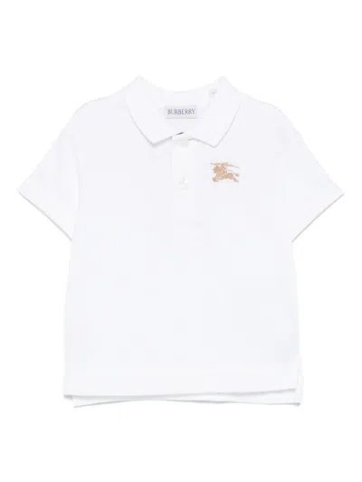 Burberry Babies' Cotton Polo Shirt In White