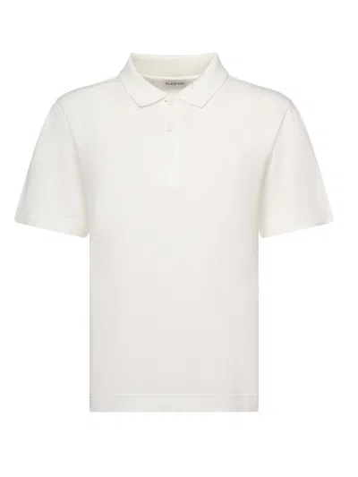 Burberry Cotton Polo Shirt With Logo In White