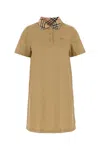 Burberry Cotton Polo-style Dress With Check Collar In Brown