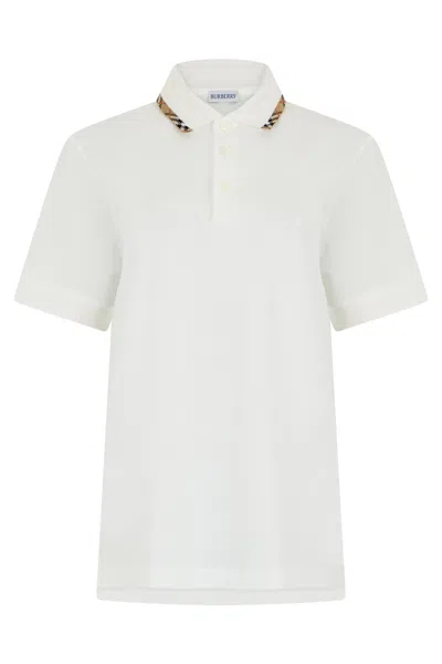 Burberry Short-sleeved Cotton Polo For Men In White