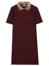 Burberry Dress Checked Collar Short Sleeves Design In Red