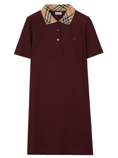 BURBERRY BURBERRY COTTON POLO-STYLE DRESS WITH CHECK COLLAR