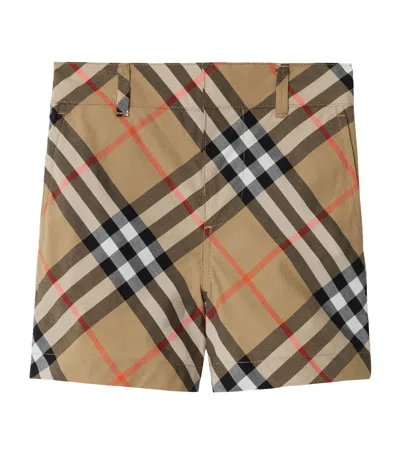 Burberry Kids' Cotton Poplin Check Shorts In Multi