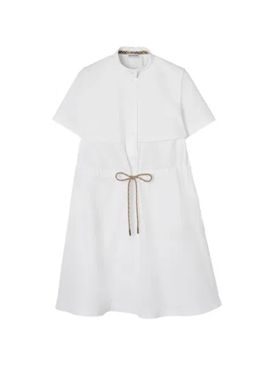 Burberry Isotta Drawstring Short-sleeve Mini Shirtdress In White