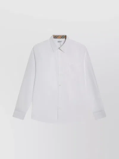 Burberry Cotton Poplin Shirt Buttoned Cuffs In White