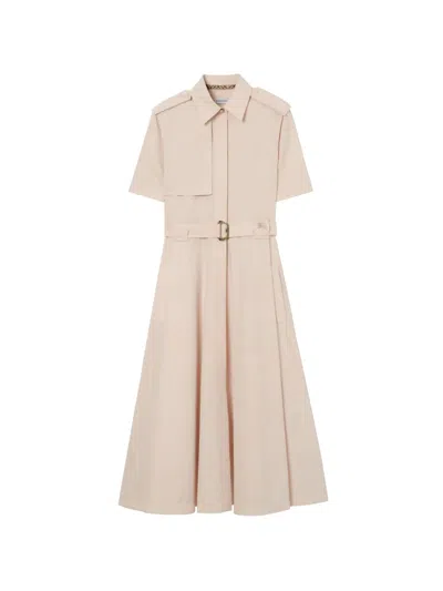 Burberry Cotton Poplin Shirt Dress In Neutrals