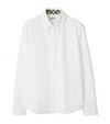 Burberry Cotton Poplin Shirt With Check Pattern Detail In White
