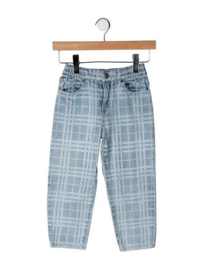Pre-owned Burberry Babies' Cotton Printed Denim Jeans In Blue