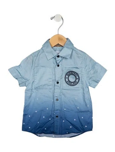 Pre-owned Burberry Babies' Cotton Printed Pattern Shirt In Blue