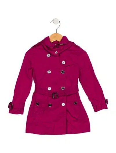 Pre-owned Burberry Babies' Cotton Purple Jacket With Hood And Button Closure