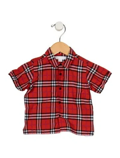 Pre-owned Burberry Babies' Cotton Red And Multicolor Casual Short Sleeve Button Up Shirt
