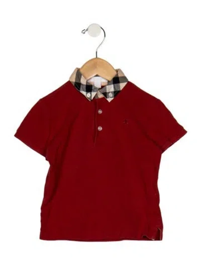 Pre-owned Burberry Babies' Cotton Red And Multicolor Patterned Short Sleeve Polo Shirt With Button Closure