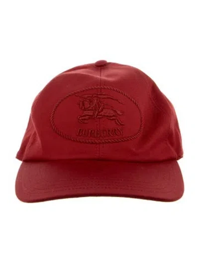 Pre-owned Burberry Cotton Red Baseball Cap With Banding Logo On Front  W/tags