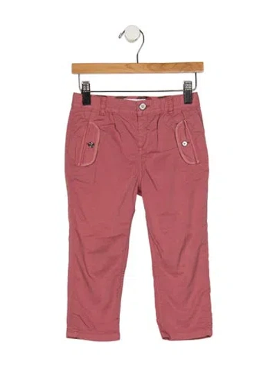 Pre-owned Burberry Babies' Cotton Red Casual Pants With Button Closure