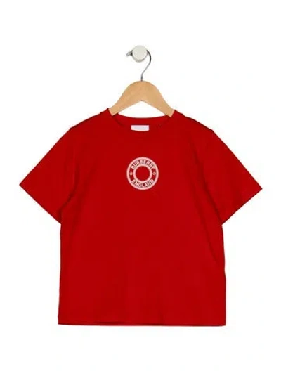 Pre-owned Burberry Babies' Cotton Red Patterned Graphic Short Sleeve T-shirt