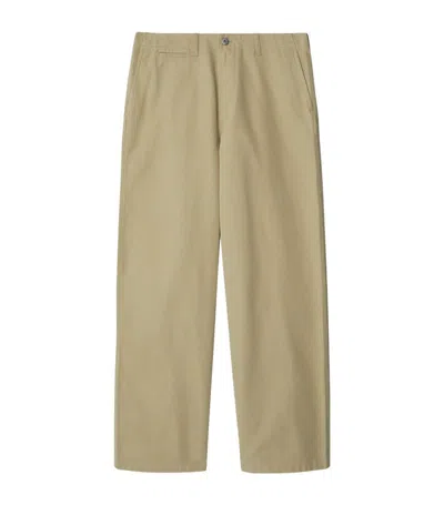 Burberry Cotton Relaxed Chinos In Neutrals