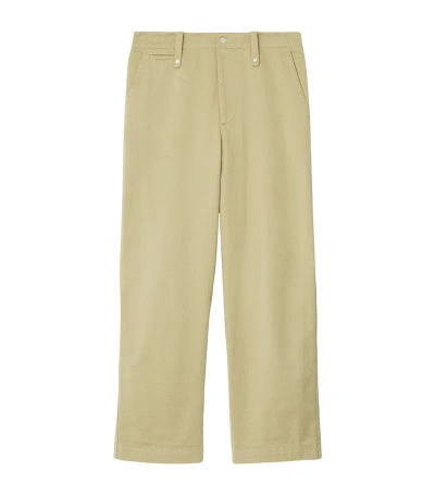 Burberry Cotton Relaxed Trousers In Neutrals