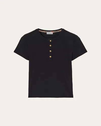 Burberry Cotton Rib Knit T-shirt In Black