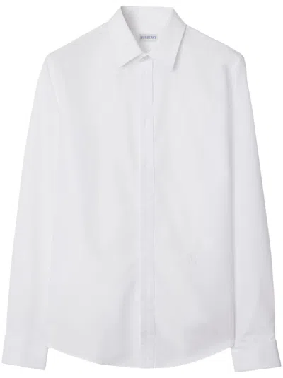 Burberry Cotton Poplin Ekd-embroidered Formal Shirt In White