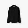 Burberry Tailored Shirt With Curved Hem And Point Collar In Black