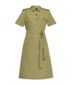 Burberry Belted Cotton Shirt Dress In Green