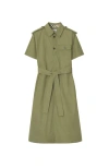 Burberry Belted Cotton Shirt Dress In Green